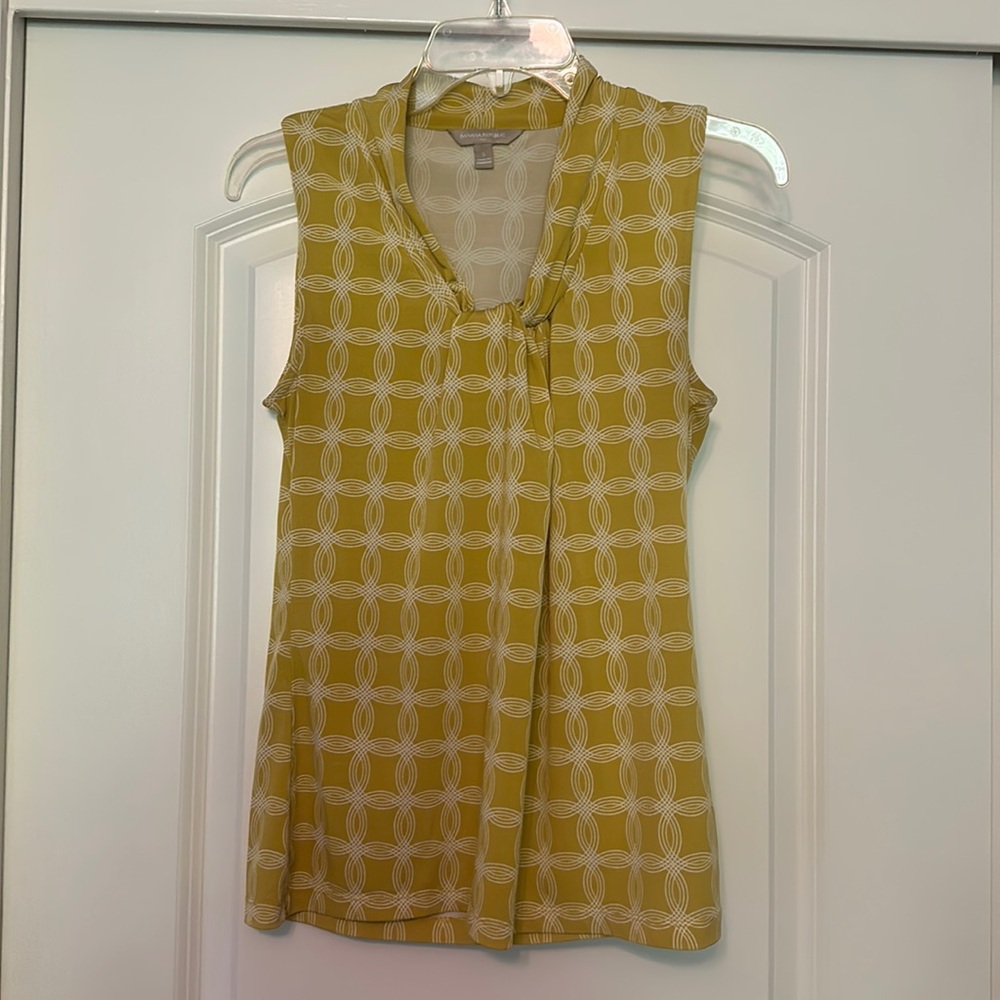 Banana Republic Factory Mustard and White Patterned Tank Top